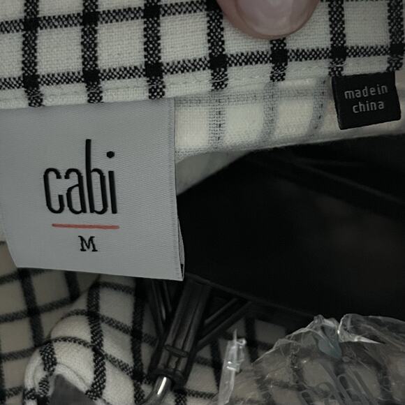 Cabi Blazer Women’s Black White Windowpane Mock Neck Checkered Pockets Med - Picture 4 of 6